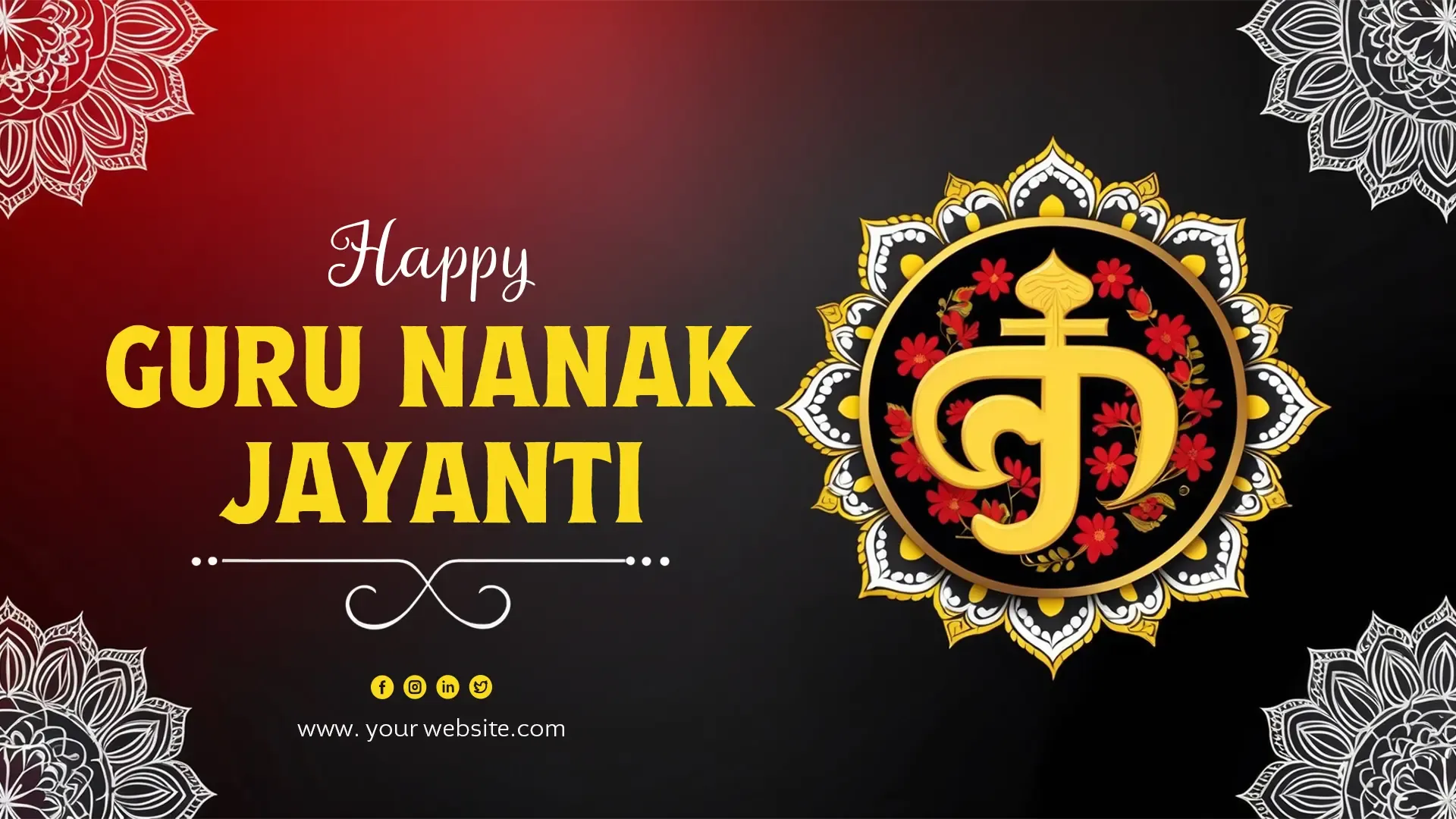 Guru Nanak Jayanti Special Event Banner with Harmony and Beauty image